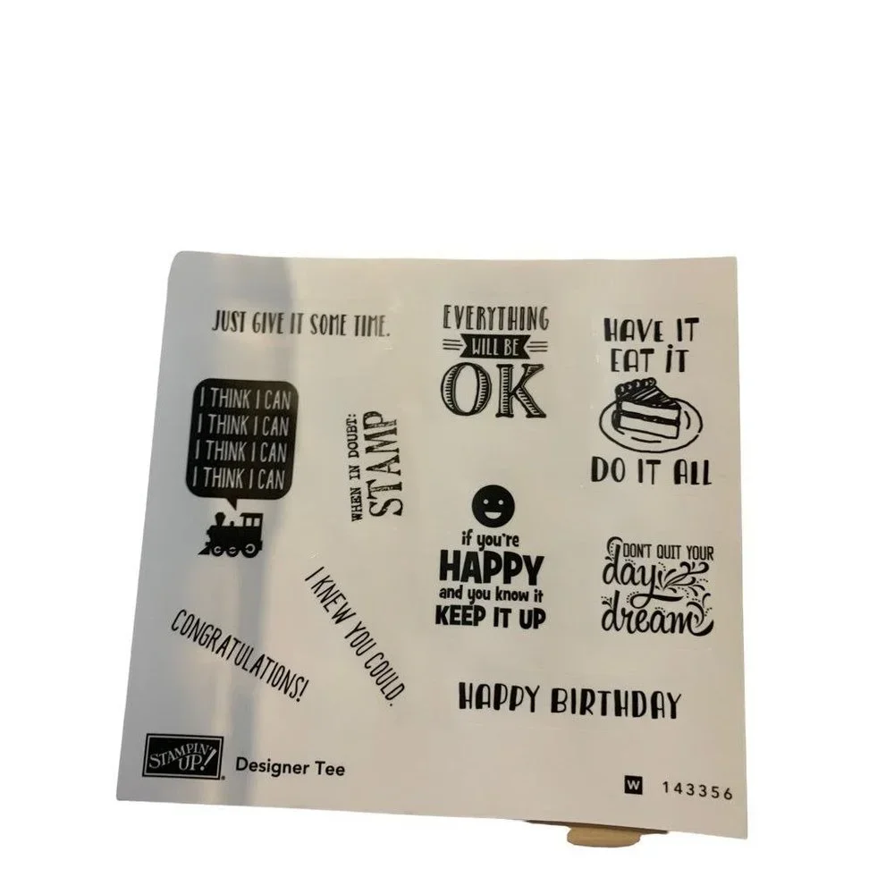 Stampin' Up! Designer Tee Wood Mount Stamp Birthday Cake Motivation 143356